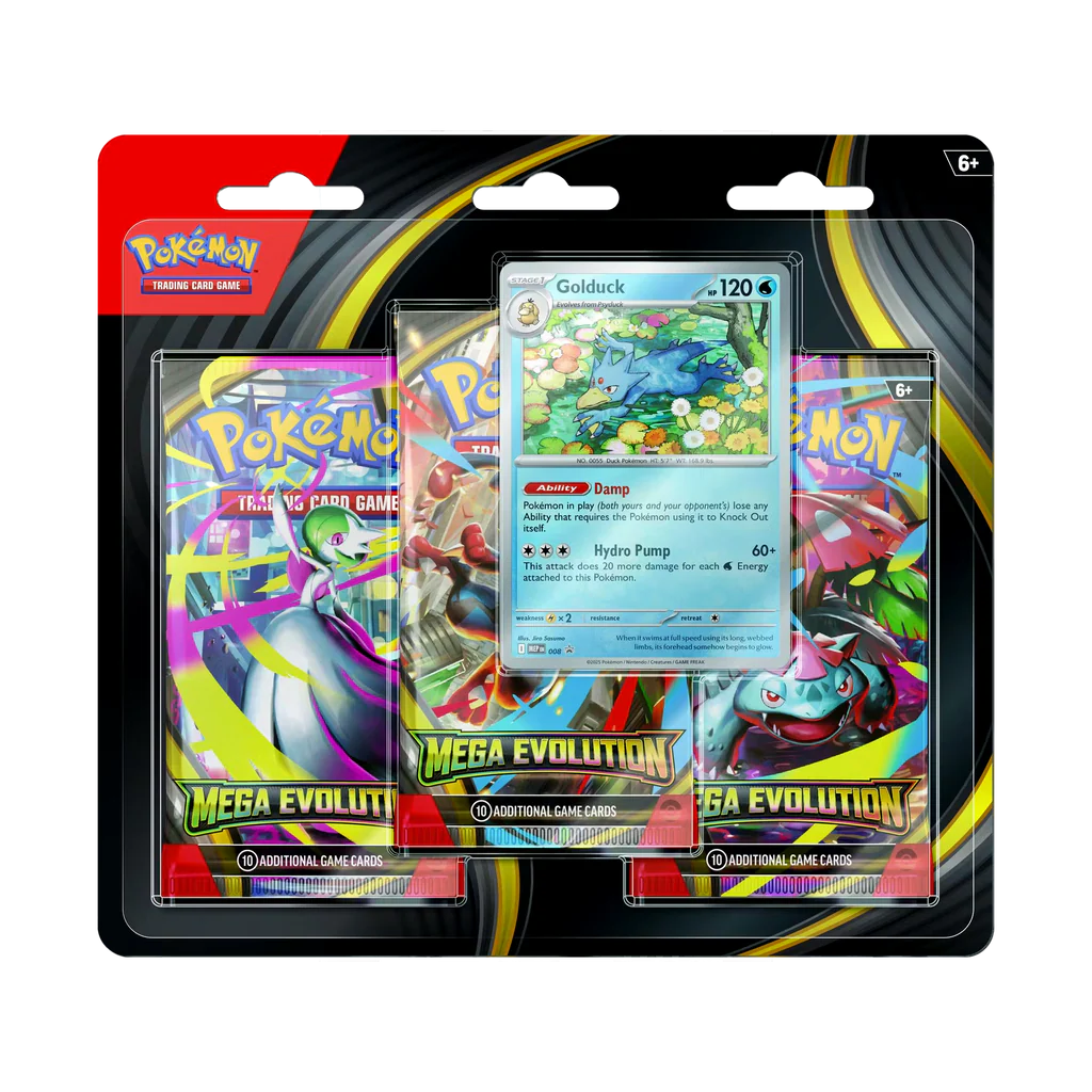 Pokemon TCG: Mega Evolution 3-Pack Blister (Random Promo) – Sealed